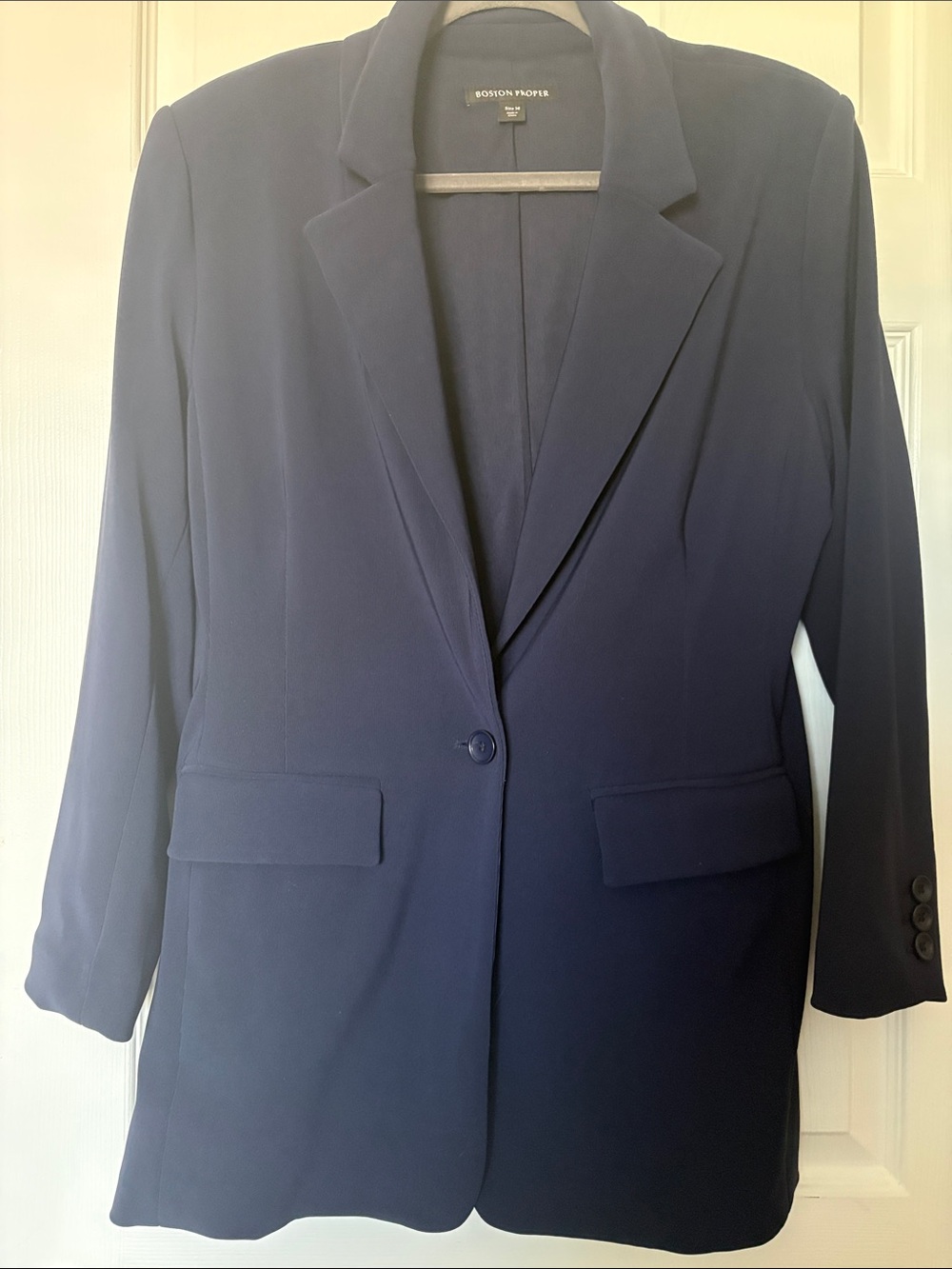 Boston Proper Dark Navy One-Button Blazer